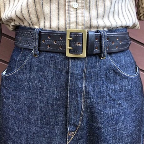 BELAFONTE RAGTIME PUNCHING LEATHER DOUBLE PRONG GARRISON BELT 45mm
