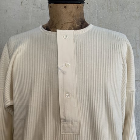 OLDEHOMESTEADER  SWEDISH ARMY RIB Henley Neck Long Sleeve