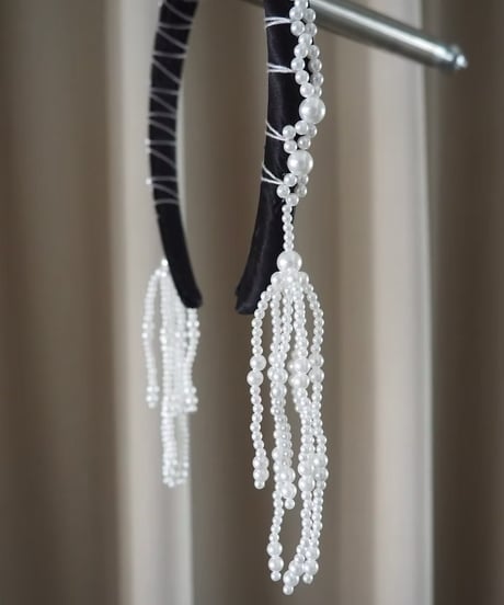 81℃ headband / black×white pearl