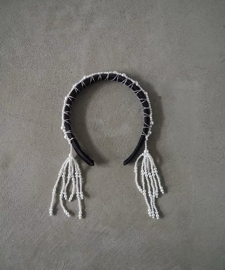 81℃ headband / black×white pearl