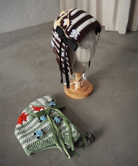 70℃ ear knit flight cap / brown