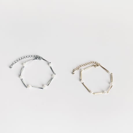 ツイストメタルパールブレスレット