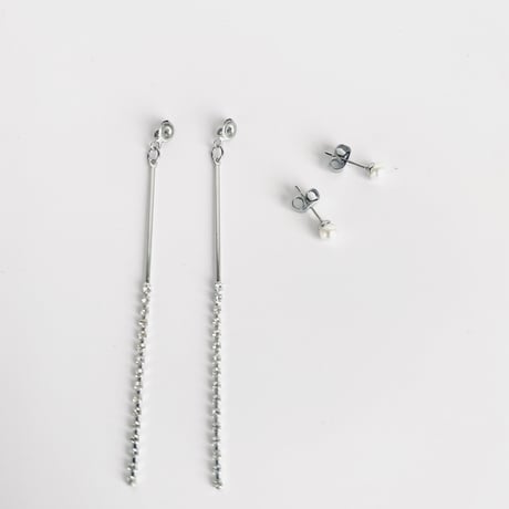 クリスタルラインパールピアス
