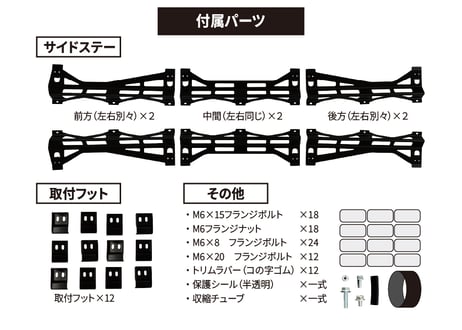 サイドステー・取付フット (箱バン キャリア用)