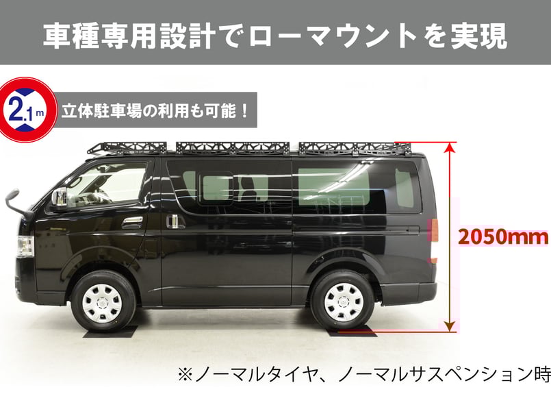 ハイエース標準ルーフ用キャリア（センター、リヤ共通単品） | HARD