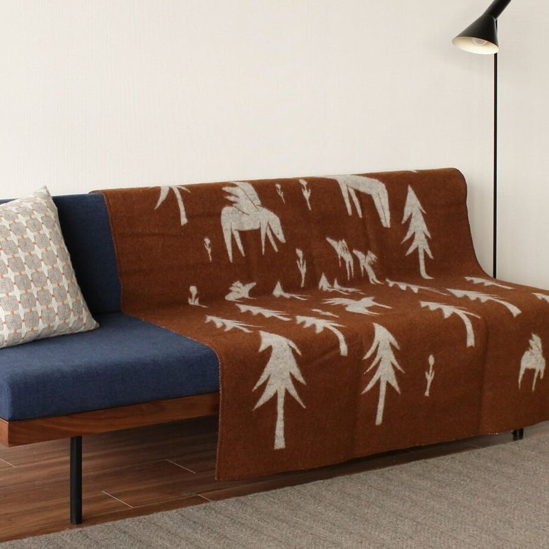 KLIPPAN ウール シングルブランケット horses go to the moon（全2