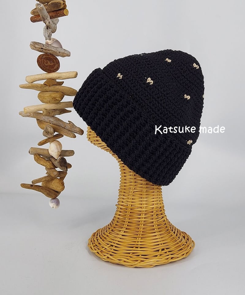 ドット風柄編みのニット帽大人用⑤ | Katsuke made ONLINE STORE