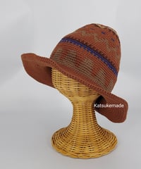 コットンの柄編みハット⑨