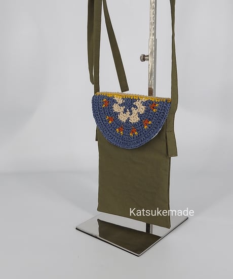 かぶせ手編みのポシェット③