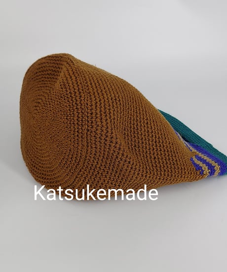 柄編みの手提げ丸底⑤
