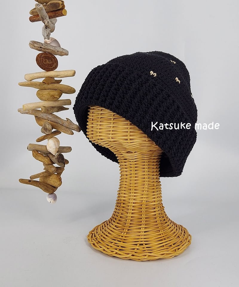 ドット風柄編みのニット帽大人用⑤ | Katsuke made ONLINE STORE