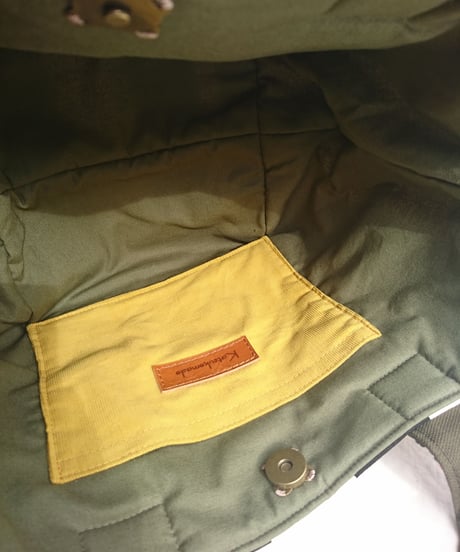 持ち手が手編みのカバン  ストライプ