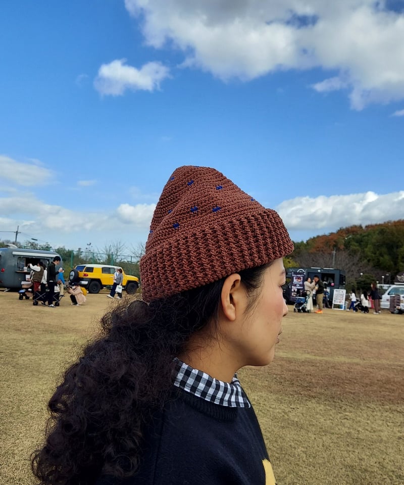 ドット風柄編みのニット帽大人用⑨ | Katsuke made ONLINE STORE
