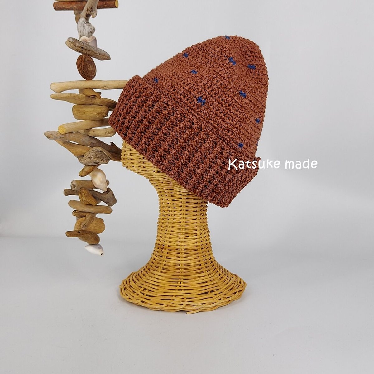 ドット風柄編みのニット帽大人用⑨ | Katsuke made ONLINE STORE