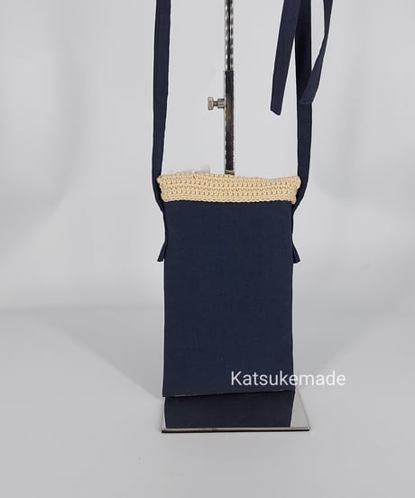 かぶせ手編みのポシェット⑥