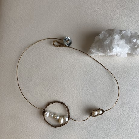 Circle pearl chokerネックレス