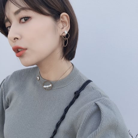 Circle pearl chokerネックレス