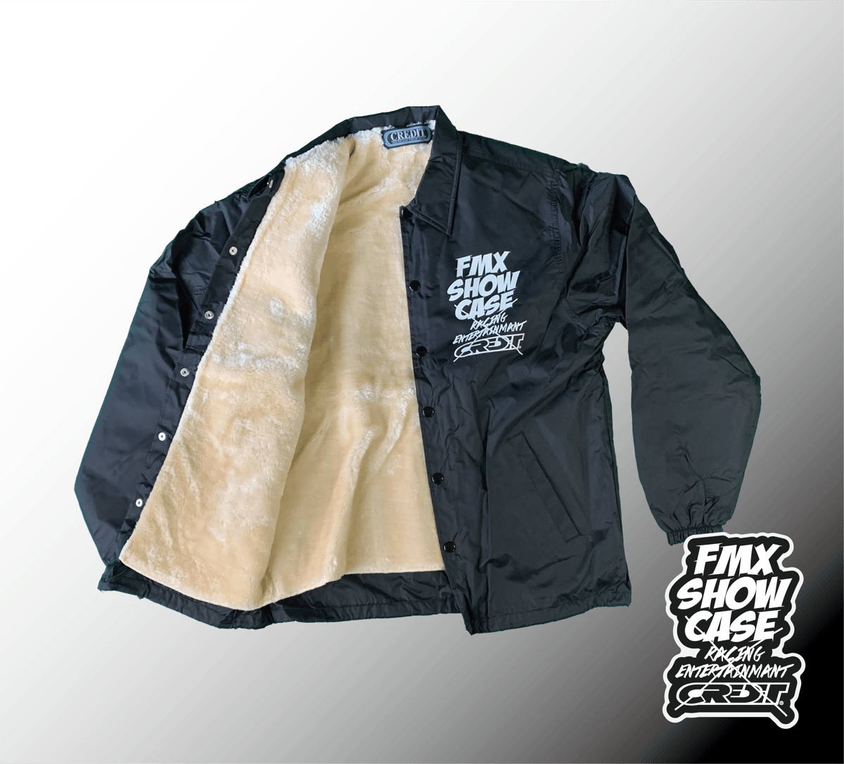 FMXSHOWCASE X CREDIT コーチジャケット ホワイト(ボア有り FMXSHOWCASE X CREDIT コーチジャケット ホワイト(ボア有り