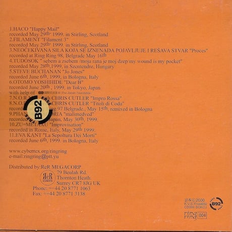 VA - Ring Ring 99: Around The World (CD/Album/2000) 【OUTLET】