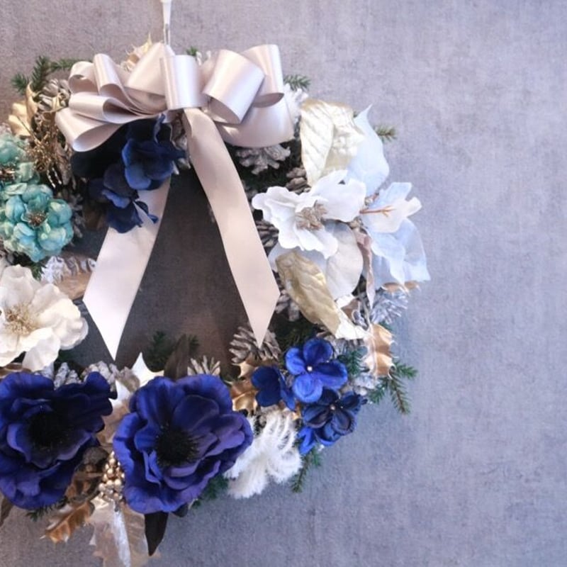 大きなグレイッシュブルーのリース〜big wreathe〜 | FlowerBalloon