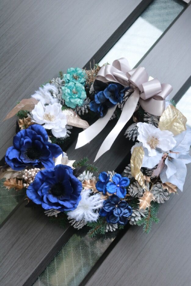 大きなグレイッシュブルーのリース〜big wreathe〜 | FlowerBalloon