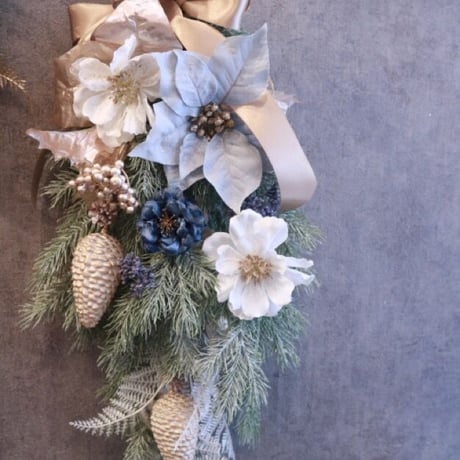 グレイッシュブルーのポインセチアスワッグ〜Grayish blue〜