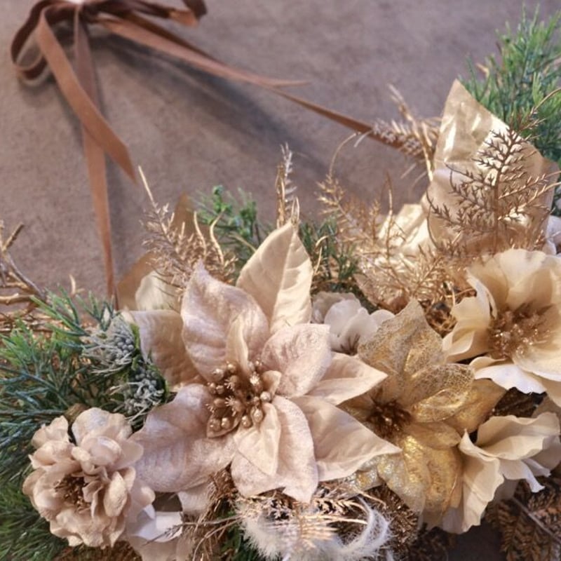 スエードリボンのハースリース〜half wreathe〜 | FlowerBalloon