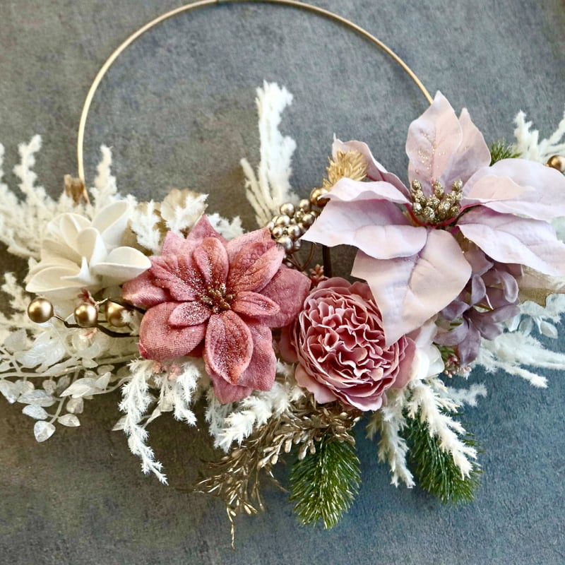 ゴールドワイヤーリース〜madame pink〜 | FlowerBalloon MUSUBI