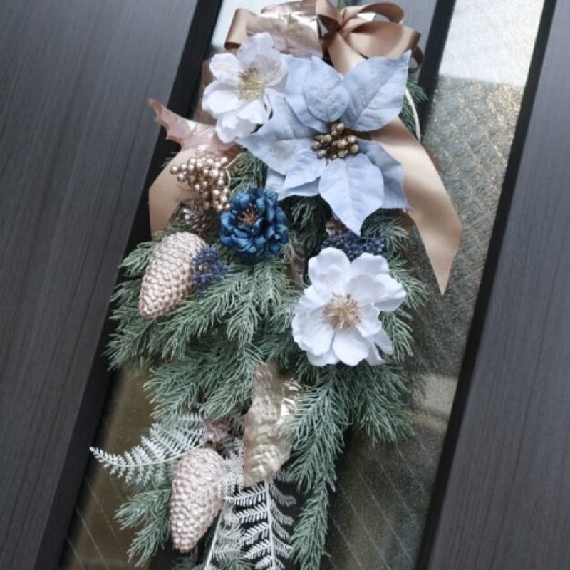 グレイッシュブルーのポインセチアスワッグ〜Grayish blue