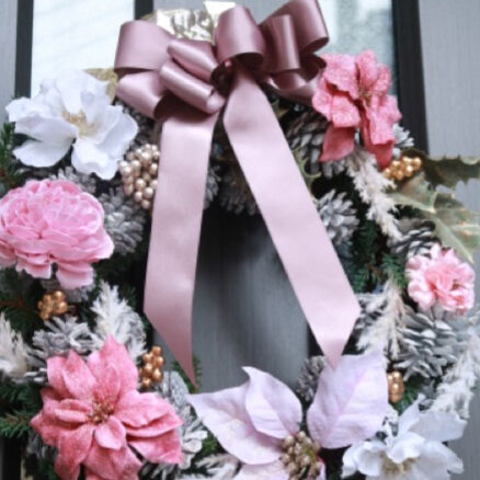 大きなグレイッシュピンクのリース〜big wreathe〜 | FlowerBalloon