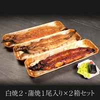 極うなぎ蒲焼・白焼 / 蒲焼1尾・白焼2尾＜贈答用紙箱入＞×2箱セット　※冷凍のみ