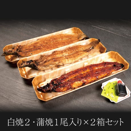 極うなぎ蒲焼・白焼 / 蒲焼1尾・白焼2尾＜贈答用紙箱入＞×2箱セット　※冷凍のみ