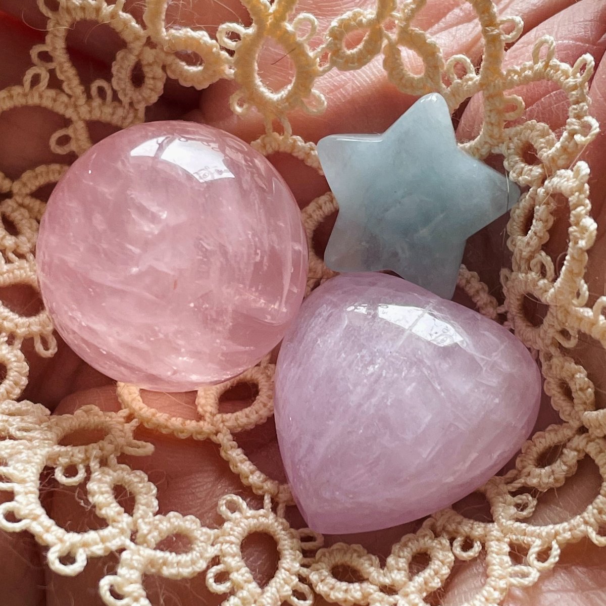 クンツァイト 3点セット (ハートのお皿付き)