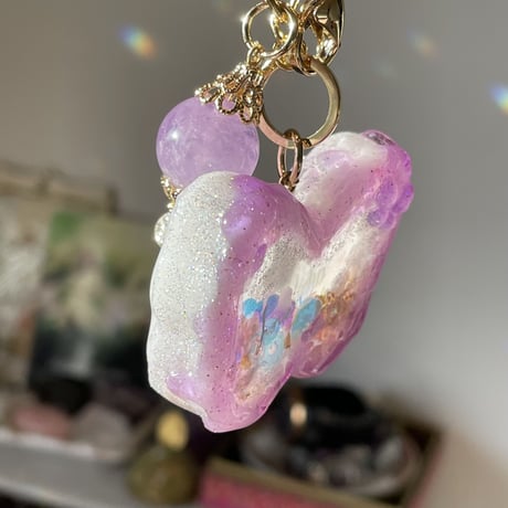 🌟Love+Adventure🌟アメジストチャーム付🦋キーチェーン