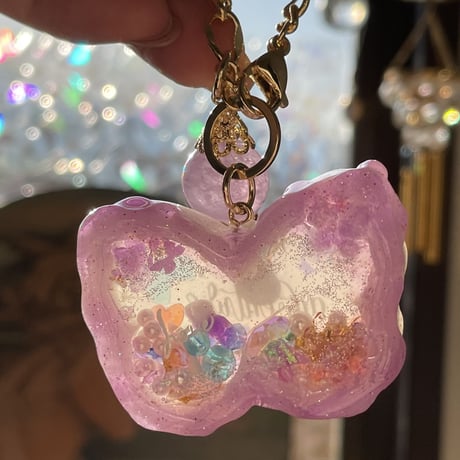 🌟Love+Adventure🌟アメジストチャーム付🦋キーチェーン