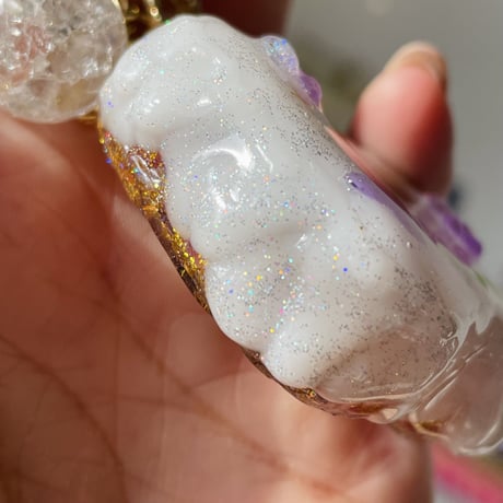 💖Relax+Amazing💖クラック水晶チャーム付🦋キーチェーン