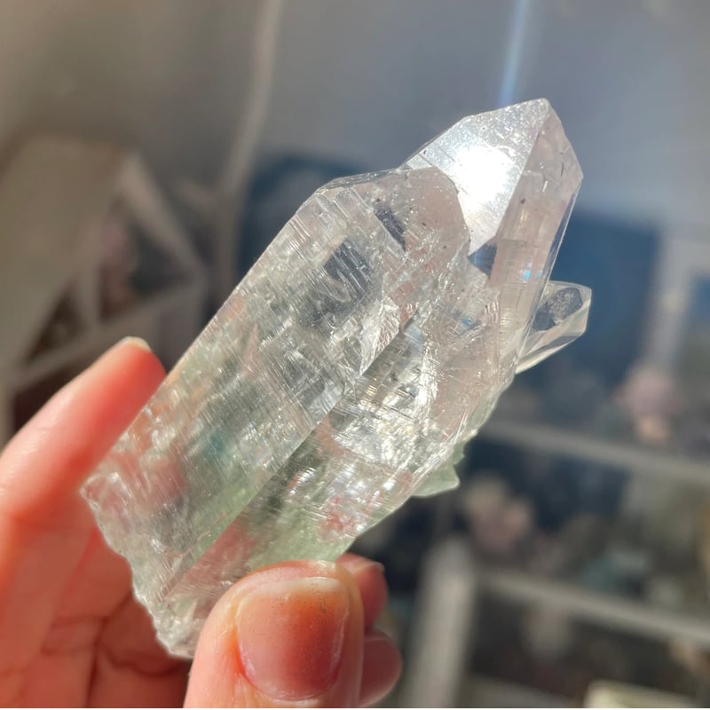 M様✨二つ分けAAAA宝石質マニハール水晶クラスター✨美しいジブリの森✨ルチル 最高品質/クローライト/超透明/光沢・照り】インド・マニハール