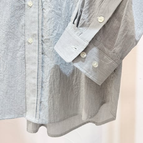 【9】コットンピケワッシャーシャツ ＃Navy