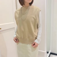 【9】ミニ裏毛ベスト #beige xブラック（ハンドステッチ）
