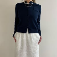 【9】胸ポケットカーディガン#navy　ハンドステッチ+White