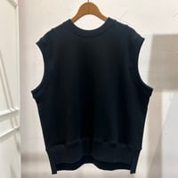 【9】ミニ裏毛ベスト #black xオレンジ（ハンドステッチ）