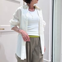 【9】コットンピケワッシャーシャツ ＃White