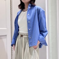 【9】クロップドシャツ #Sax Stripe