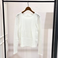 【9】コットンカシミヤ クルーネックカットソー #White