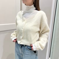 【9】コットンカシミヤ ハイネックカットソー #White