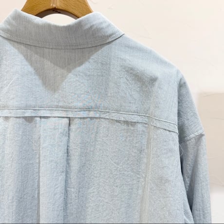 【9】コットンピケワッシャーシャツ ＃Navy