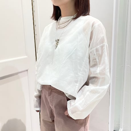 【9】コットンオーガンジーブラウス #white