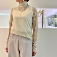 【9】シアーメッシュカットソーハイネック　#beige