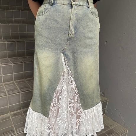 デニムフリルロングスカート(No.B1961)