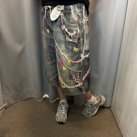 Y2Kチェーンデニムハーフパンツ